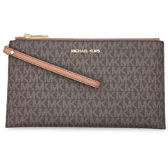 Michael Kors Women's Wristlet Pouch - Jet Set Canvas Large, Brown | 35T4GTVW3B-200