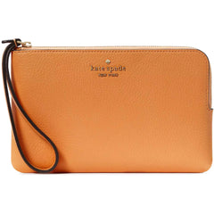 Kate Spade Women's Wristlet - Leila Orange Cream Medium Pebbled Leather | KE933-800