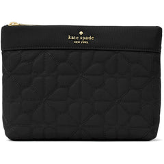 Kate Spade Women's Cosmetic Pouch - Black Spade Flower Quilted Polyester | KK254-001