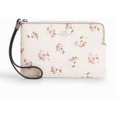 Coach Women's Wristlet - Floral Printed Coated Canvas Chalk Multi Zip | CAL72-SVCAH