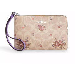 Coach Women's Wristlet - Floral Printed Signature Canvas Chalk Multi | CAQ59-SVSAS