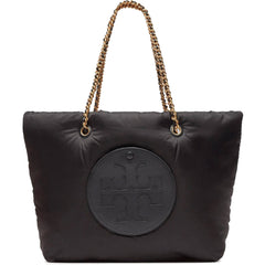 Tory Burch Women's Tote - Ella Black Puffy Polyester Chain Shoulder | 152450-001