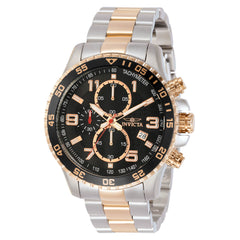 Invicta Men's Chronograph Watch - Specialty Black Dial Two Tone Steel Bracelet