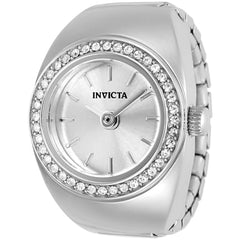 Invicta Women's Ring Watch - Mini Angel Quartz Crystal Bezel Silver Tone Dial | 48943