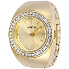 Invicta Women's Ring Watch - Mini Angel Crystal Bezel Gold Tone Dial Bracelet | 48944
