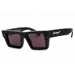 Off-White Unisex Sunglasses - Black Marble Plastic Full Rim Rectangular | NASSAU 107