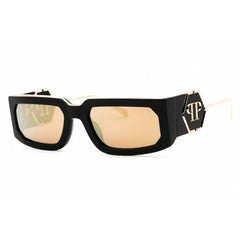 Philipp Plein Unisex Sunglasses - Shiny Black Rectangular Shape Frame | SPP119M 700G
