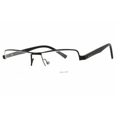 Police Men's Eyeglasses - Semi-Matte Black Metal Half Rim Rectangular | VPL257 0531