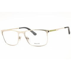 Police Men's Eyeglasses - Shiny Palladium Metal Full Rim Rectangular | VPL698 0579