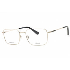 Police Men's Eyeglasses - Shiny Glossed Palladium Metal Rectangular | VPLG69 0Q39