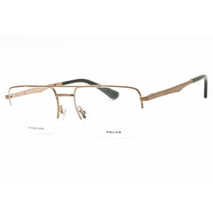 Police Men's Eyeglasses - Shiny Glossed Bronze Metal Pilot Shape Frame | VPLG71 0F68