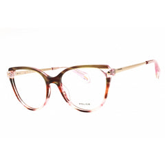 Police Women's Eyeglasses - Brown/Pink/ Streaked Orange Cat Eye Frame | VPLL27 06DB
