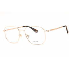 Police Men's Eyeglasses - Shiny Rose Gold Metal Full Rim Geometric Frame | VPLL67 0300