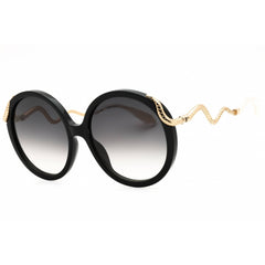 Roberto Cavalli Women's Sunglasses - Shiny Black Acetate Round Frame | SRC004M 0700