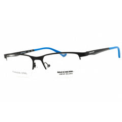 Skechers Men's Eyeglasses - Shiny Black Metal Half Rim Rectangular Frame | SE3306 001