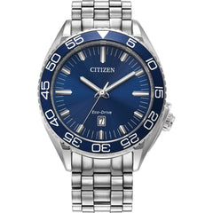 Citizen Men's Watch - Carson Eco-Drive Blue Dial Silver Steel Bracelet | AW1770-53L