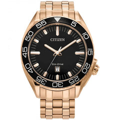 Citizen Men's Watch - Carson Eco-Drive Black Dial Rose Gold Bracelet | AW1773-55E