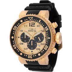 Invicta Men's Watch - Pro Diver Chronograph Gold Tone, Black Dial Strap | 48618