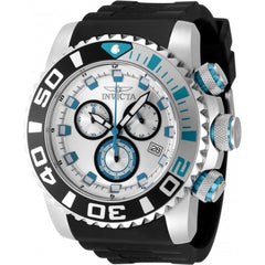Invicta Men's Watch - Sea Hunter Silver Tone Dial Black Silicone Strap | 48984