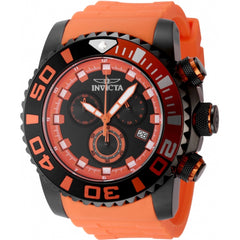 Invicta Men's Watch - Sea Hunter Chronograph Black Dial Orange Silicone Strap | 48986