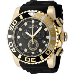 Invicta Men's Watch - Sea Hunter Chronograph Silver, Gold, Black Bezel Strap | 48988
