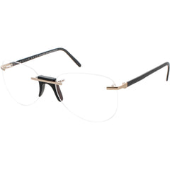 Andy Wolf Men's Eyeglasses - Black Metal/Acetate Pilot Shape Rimless Frame | Faria A