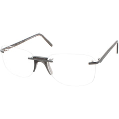 Andy Wolf Men's Eyeglasses - Dark Grey Metal/Acetate Square Rimless Frame | Fenn D