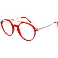 Andy Wolf Unisex Eyeglasses - Red/Gold Metal/Acetate Aviator Full Rim Frame | 4547 E