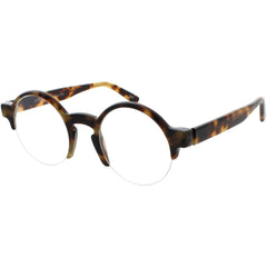 Andy Wolf Unisex Eyeglasses - Brown Acetate Round Half Rim Frame Demo Lens | 4554 F