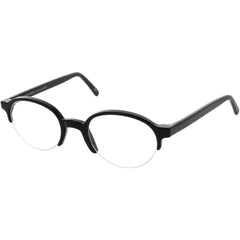 Andy Wolf Unisex Eyeglasses - Black Acetate Round Half Rim Frame Demo Lens | 4555 A