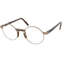 Andy Wolf Unisex Eyeglasses - Gold Brown Metal/Acetate Round Full Rim Frame | Olm B