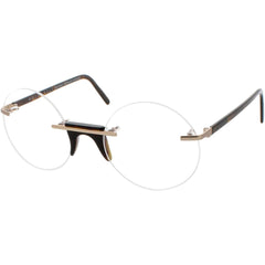Andy Wolf Unisex Eyeglasses - Brown Metal/Acetate Round Rimless Frame | Epstein B