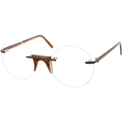 Andy Wolf Unisex Eyeglasses - Grey Brown Metal/Acetate Round Full Rim | Epstein F