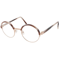 Andy Wolf Women's Eyeglasses - Pink Rose Gold Metal/Acetate Round Full Rim | 4577 F