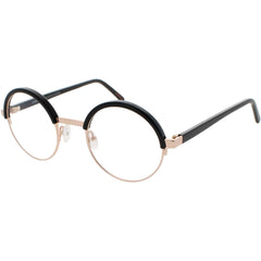 Andy Wolf Women's Eyeglasses - Black Rose Gold Metal/Acetate Round Frame | 4577 G