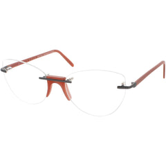 Andy Wolf Women's Eyeglasses - Pink Metal/Acetate Cat Eye Rimless Frame | Davis C