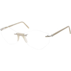 Andy Wolf Women's Eyeglasses - Grey Metal/Acetate Geometric Rimless Frame | Thea C