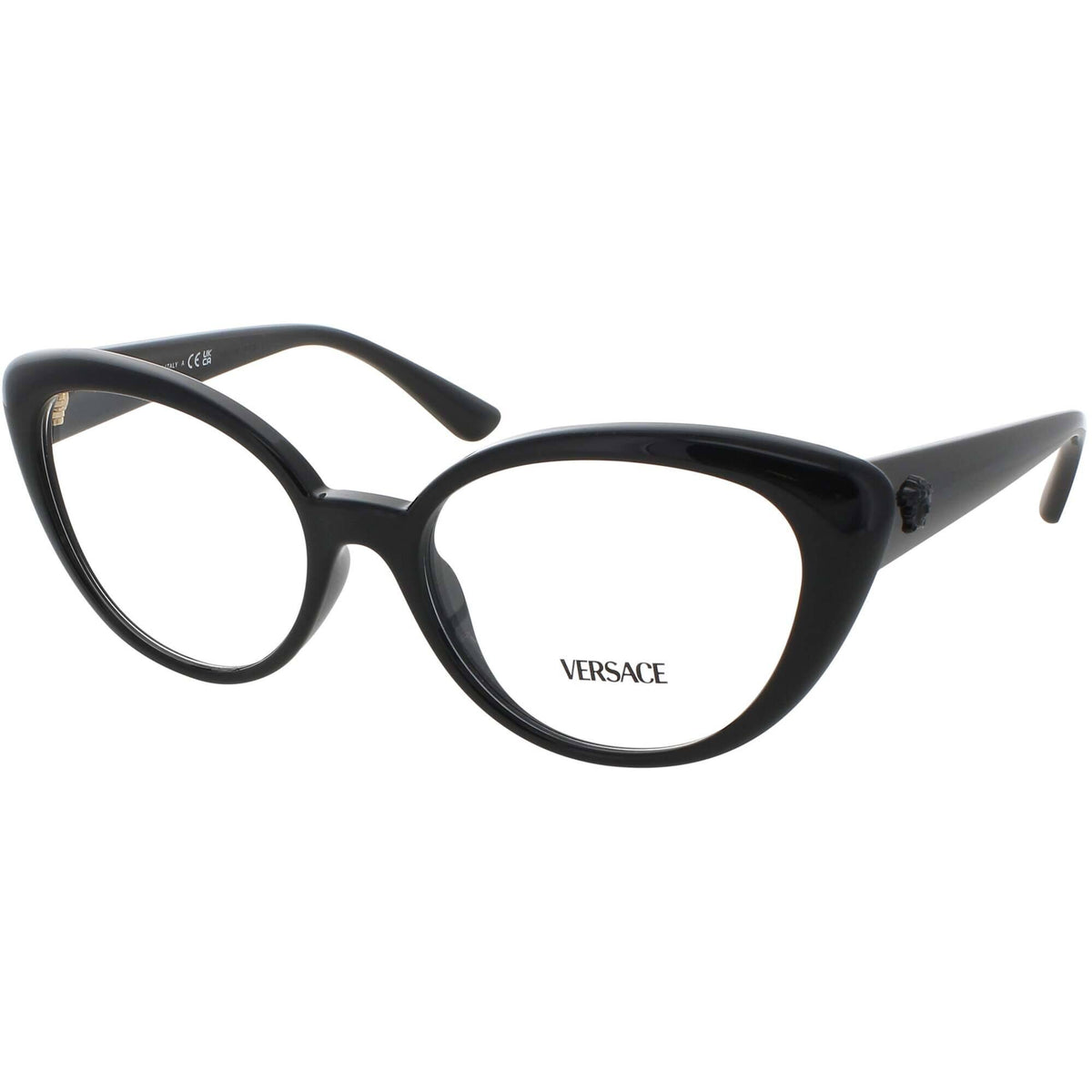 Versace Unisex Eyeglasses - Black Acetate Round Shape Full 
