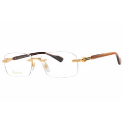 Gucci Men's Eyeglasses - Gold/Brown Metal Rectangular Rimless Frame | GG1221O 002
