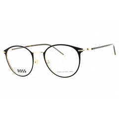 Hugo Boss Men's Eyeglasses - Black Gold Metal Round Full Rim Frame | BOSS 1432 02M2 00