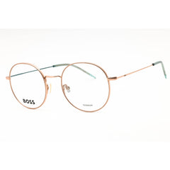 Hugo Boss Men's Eyeglasses - Gold Teal Metal Round Full Rim Frame | BOSS 1665 0OGA 00