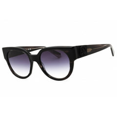 Longchamp Women's Sunglasses - Striped Black Acetate Round Full Rim Frame | LO779S 008