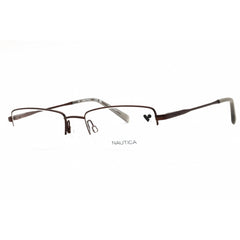 Nautica Men's Eyeglasses - Satin Brown Metal Rectangular Half Rim Frame | N7299 210