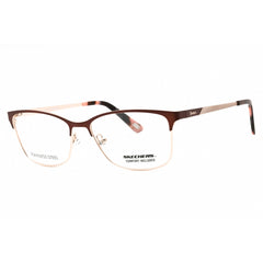 Skechers Women's Eyeglasses - Shiny Dark Brown Metal Rectangular Frame | SE2156 048