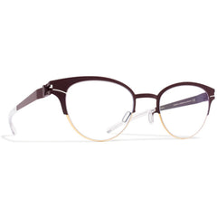 Mykita Unisex Eyeglasses - Gold Burgundy Round Frame | DECADES-CAROLINE-GOLD-BURGUNDY