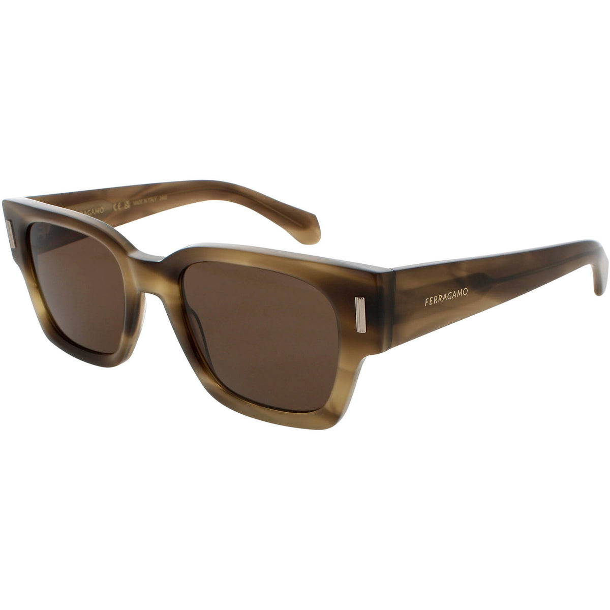 Salvatore Ferragamo SF2010S Sunglasses Striped Khaki Acetate Rectangle Ferragamo Sunglasses Sf2010s-319-52-21-145 Non-polarized In  main image 2