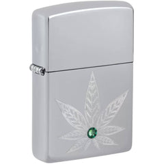 Zippo Windproof Lighter - Cannabis Crystal Design High Polish Chrome Finish | 46126