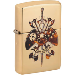 Zippo Windproof Lighter - Gamer Creed Design Gleaming High Polish Brass Finish | 46141