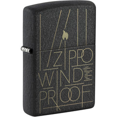 Zippo Windproof Lighter - Line Art Zippo Design Classic Black Crackle Finish | 46172
