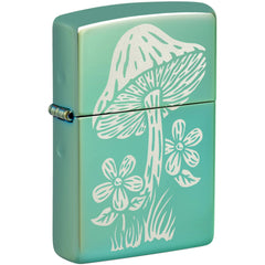 Zippo Windproof Lighter - Laser Engraved Mushroom Design High Polish Green | 46178